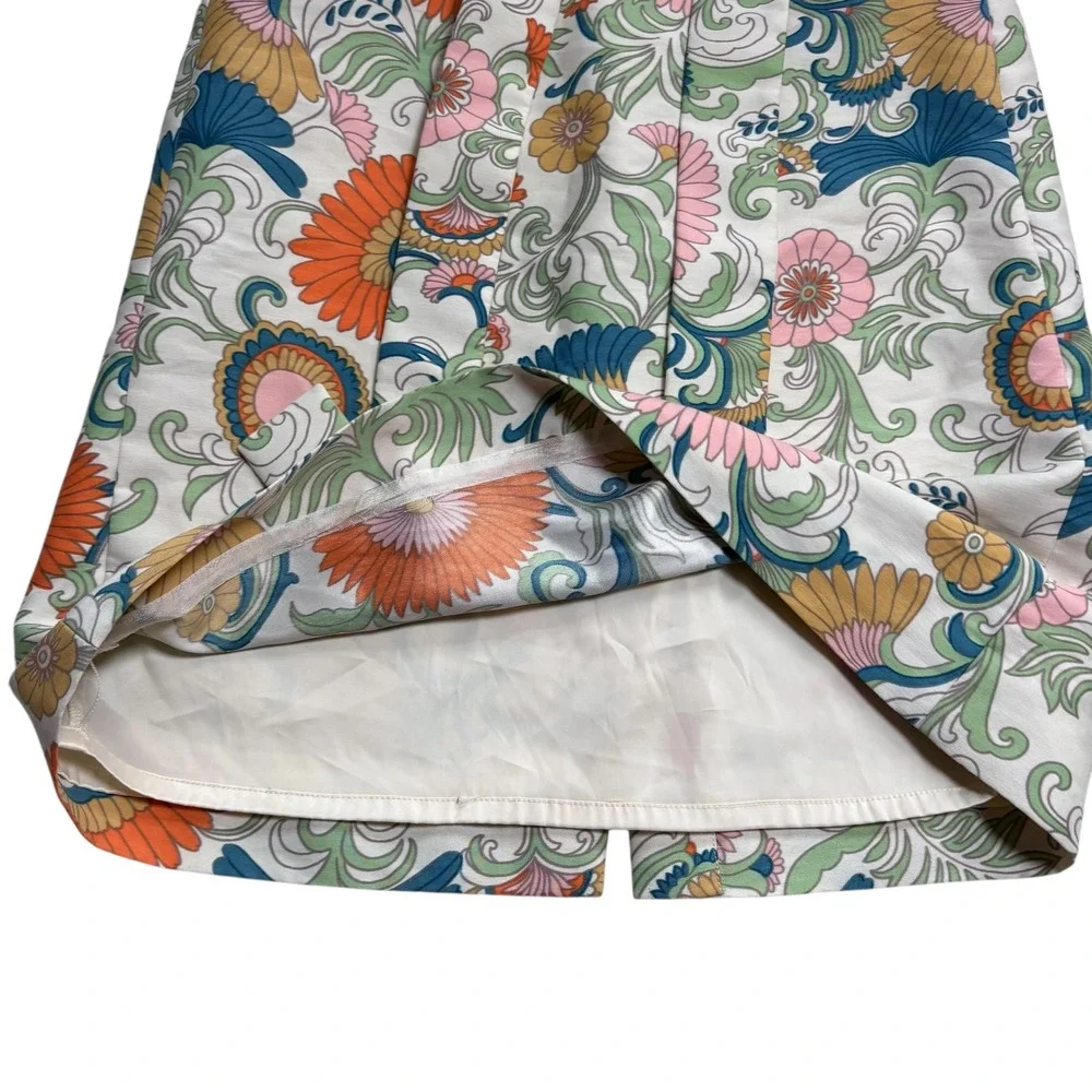 J Crew Retro‎ Floral  Wrap Tie Waist Pencil Skirt Size 0 Botanical Print